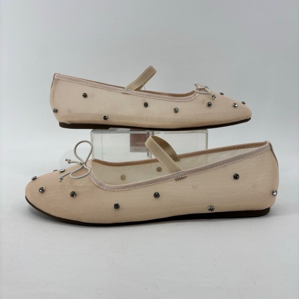 Project Cloud Amity Nude Rhinestone Ballet Flats Mesh Bow Glam - Picture 6 of 14